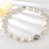 Show details for Hypoallergenic Platinum Plated Artificial Pearl Pendant Necklace with Easy Return