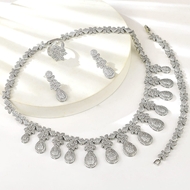 Show details for Designer Platinum Plated Cubic Zirconia 4 Piece Jewelry Set with Easy Return