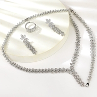 Show details for Recommended Platinum Plated Flowers & Plants 4 Piece Jewelry Set from Top Designer