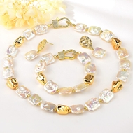 Picture of Fashion fresh water pearl Irregular 3 Piece Jewelry Set