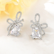 Show details for Bulk Platinum Plated Cubic Zirconia Dangle Earrings Exclusive Online