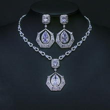 Show details for Nickel Free Platinum Plated White 2 Piece Jewelry Set with Low MOQ