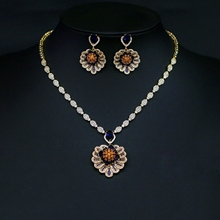 Show details for Pretty Cubic Zirconia Gold Plated 2 Piece Jewelry Set