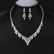 Picture of Fashion Cubic Zirconia Platinum Plated 2 Piece Jewelry Set