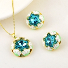 Show details for Good Quality Artificial Crystal Gold Plated 2 Piece Jewelry Set