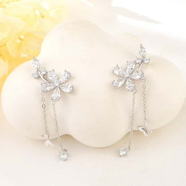 Picture of White Platinum Plated Dangle Earrings with SGS/ISO Certification