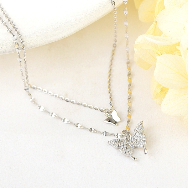 Picture of Fast Selling White Butterfly Pendant Necklace Factory Direct Supply