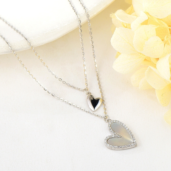 Picture of Stylish Love & Heart 925 Sterling Silver Pendant Necklace