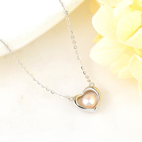 Picture of Delicate Love & Heart Artificial Pearl Pendant Necklace