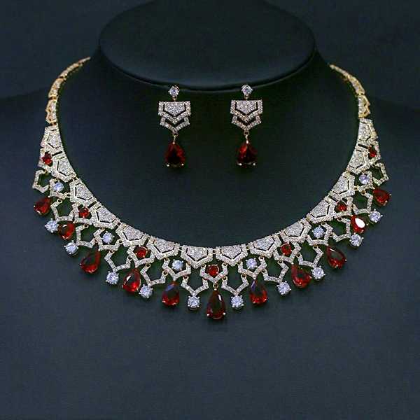 Picture of Unique Cubic Zirconia Copper or Brass 2 Piece Jewelry Set