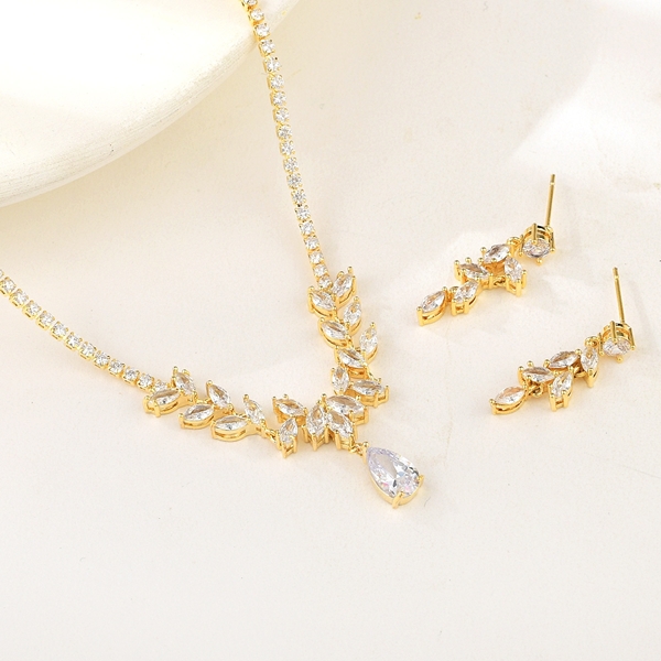 Picture of Fashion Cubic Zirconia Delicate 2 Piece Jewelry Set