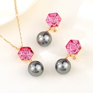 Show details for New Season Pink Geometric 2 Piece Jewelry Set with SGS/ISO Certification