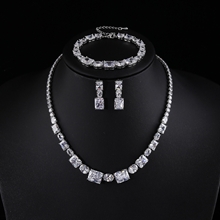Show details for Top Geometric Platinum Plated 3 Piece Jewelry Set