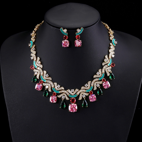 Picture of Eye-Catching Pink Luxury 2 Piece Jewelry Set with Member Discount