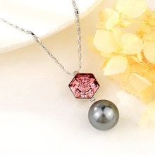 Show details for Filigree Geometric Copper or Brass Pendant Necklace