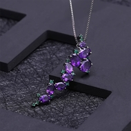 Picture of Designed Italian craftsmanship 925 silver inlaid dazzling luxury banquet style exaggerated amethyst handmade jewelry necklace